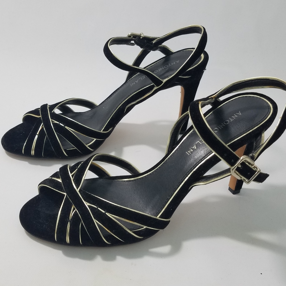 Antonio Melani Black Velvet Heels Size 8